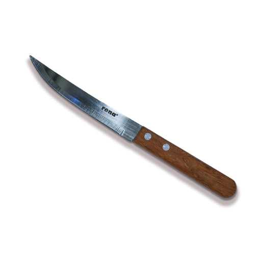 Rena Stainless Steel Steak Plain Knife with Wooden Handle | Brown | 1 Pc