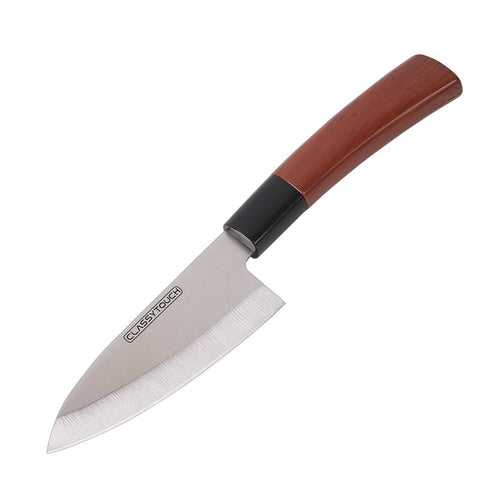 Classy Touch Stainless Steel Chef Knife with Wood Textured ABS Plastic Handle - CT1013 | Brown | 1 Pc