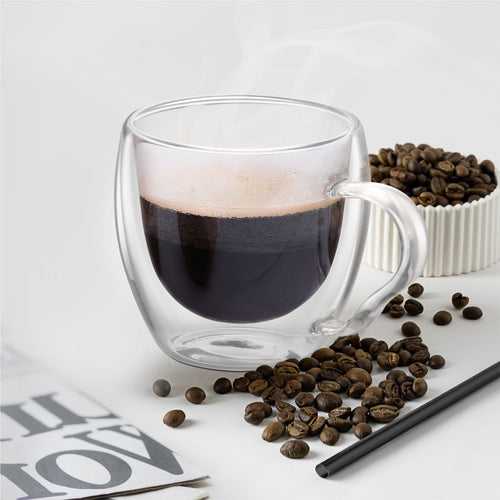 Treo Double Wall 105 ML Espresso Borosilicate Glass Mug | Transparent | 1 Pc
