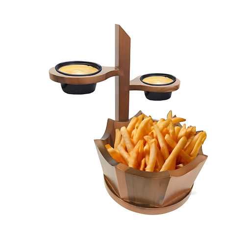 KVG Teak Wood Snack Plater with Two Bowls