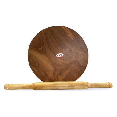KVG Teak Wood Polpat With Belan | Roti Chakla | Roti Patla | Brown