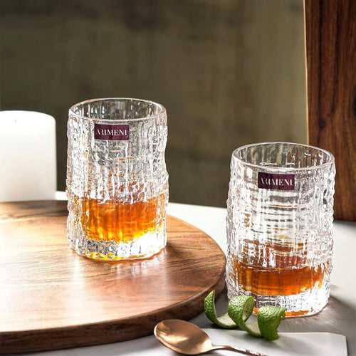 The Artment Hammer Patterned 100 ML Drinking Glass Set | Transparent | Set of 4 Pcs