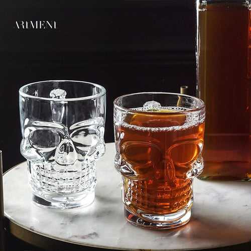 The Artment Bohemian Skull 500 ML Beer Mug Set | Transparent | Set of 4 Pcs