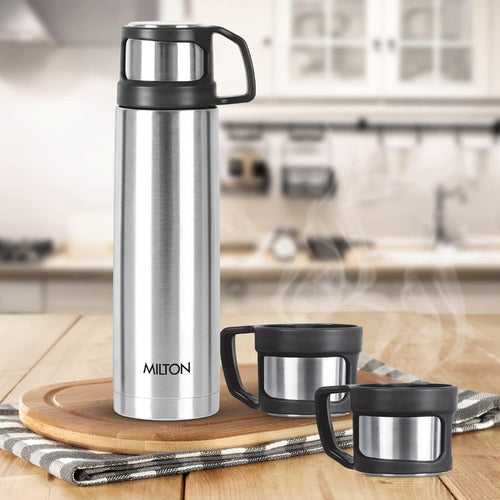 Milton Rejoice Gift Set - Stainless Steel 500 ML Flask + Stainless Steel 110 ML Mug | Set of 3 Pcs