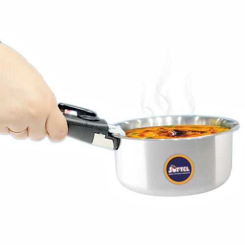 Softel Tri-Ply Stainless Steel Saucepan with Removable Handle | Gas & Induction Compatible | Silver | 1 Pc