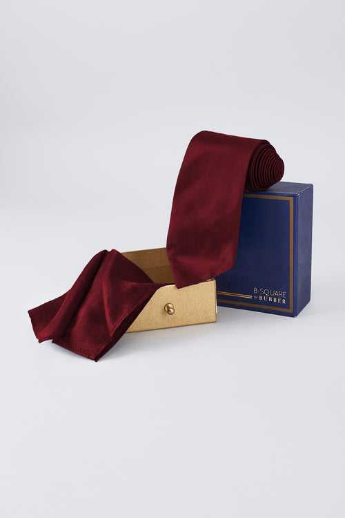 Necktie & Pocket Square Box - Burgundy