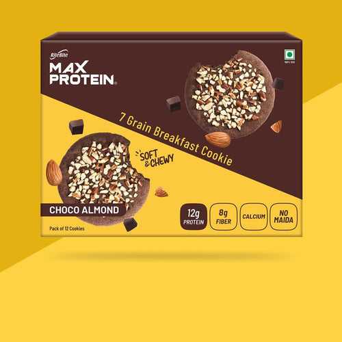 Max Protein Cookies Choco Almond (Pack of 12) 720g | Zero Added Sugar