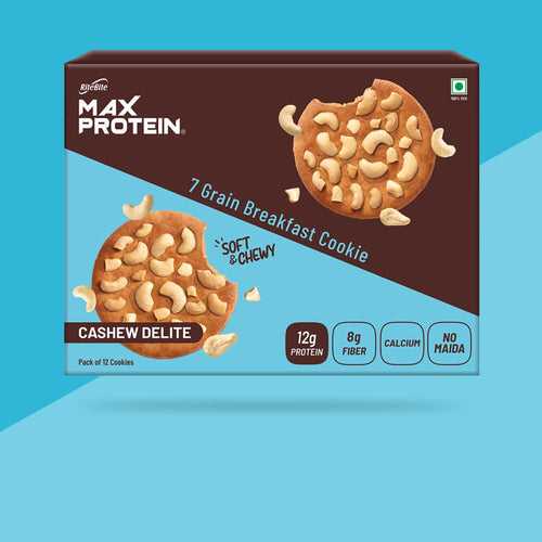 Max Protein Cookies Cashew Delite (Pack of 12) 720g | Zero Added Sugar