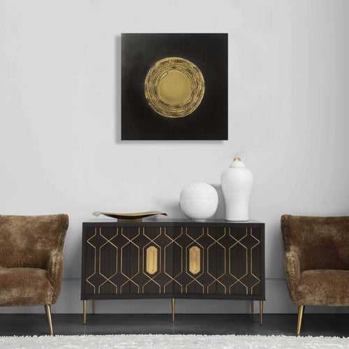 Black Gold Spiral Burst Metal Wall Art