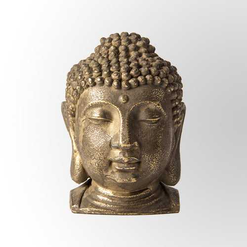 Dull Gold Oxidized Brass Finish Buddha Head Sculpture Decor