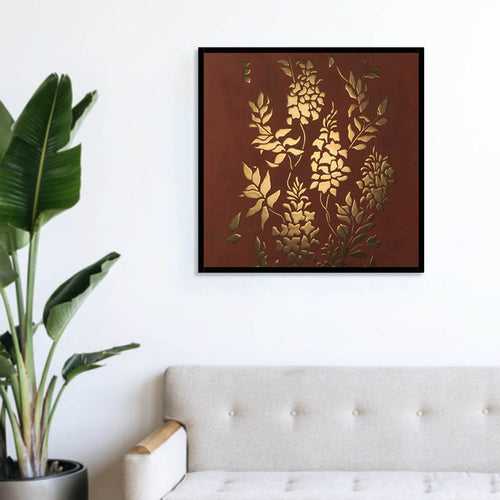 Maroon Gold Paisley Duo Concrete Metal Wall Art | Artistry Collection