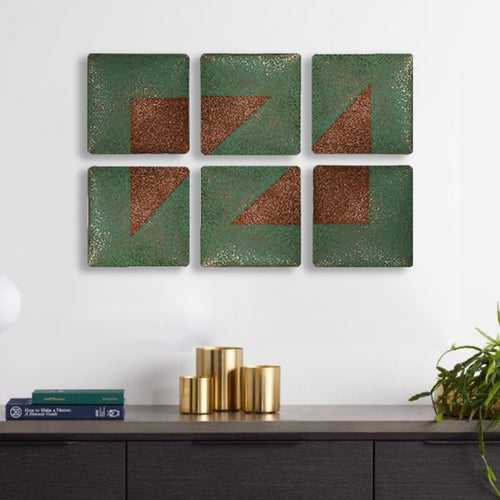 Coral Copper Green Square Metal Discs Wall Decor | Cerchi Collection