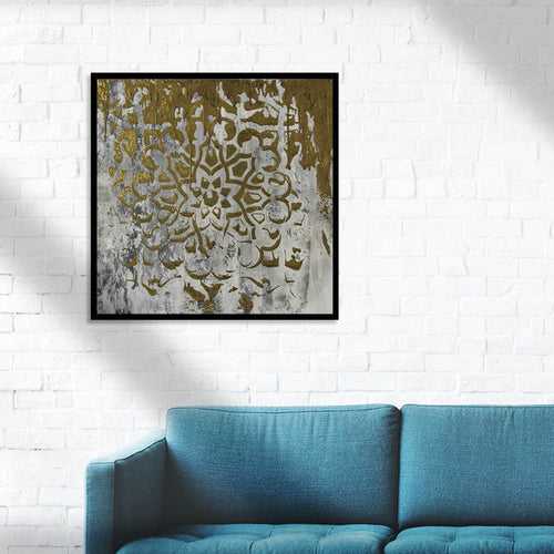 Gold Grey Floral Dispora Concrete Wall Art | Artistry Collection