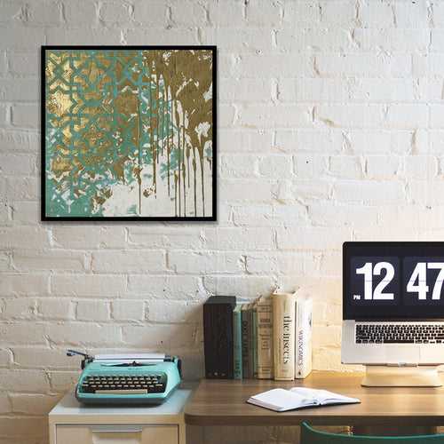 Green Gold Royal Drip Concrete Wall Art | Artistry Collection