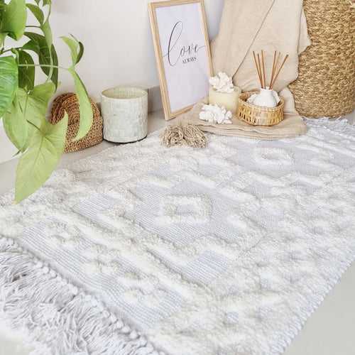 Snow Hand Woven Cotton Bedside Floor Runner