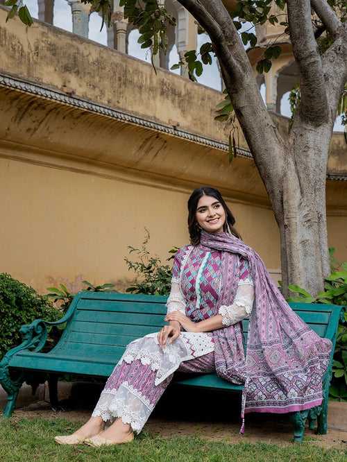 Pink Printed Kurta Dupatta Set