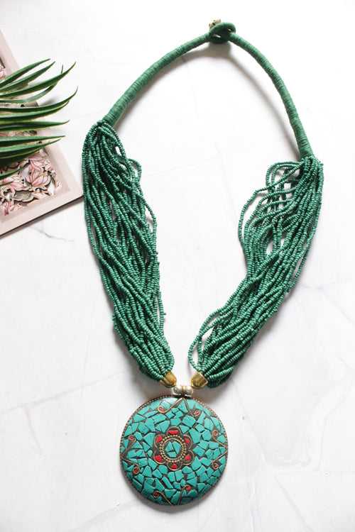Green and Turquoise Multi-Layer Beaded Tibetan Necklace