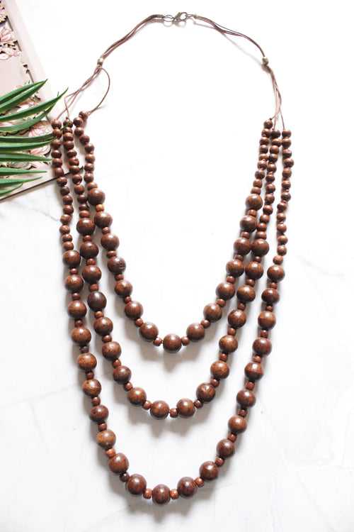 Wooden Beads 3-Layer Handmade Necklace