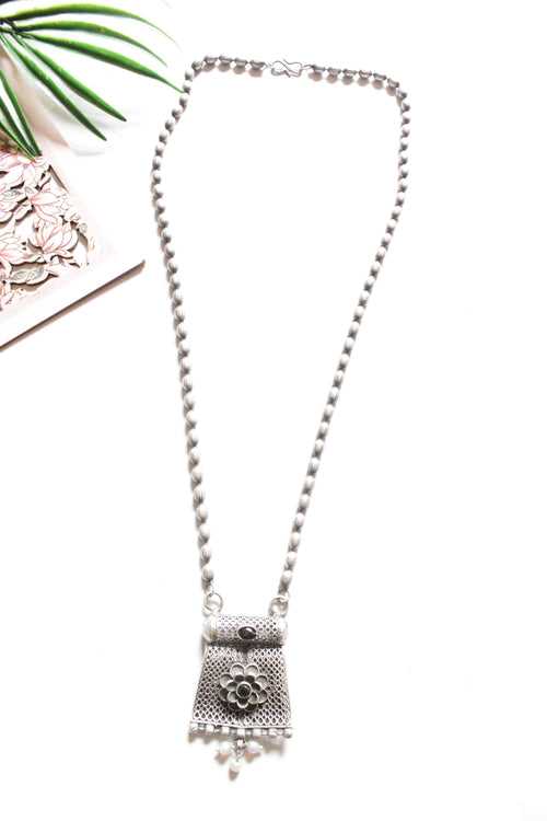 Oxidised Finish Dholki Beads German Silver Necklace