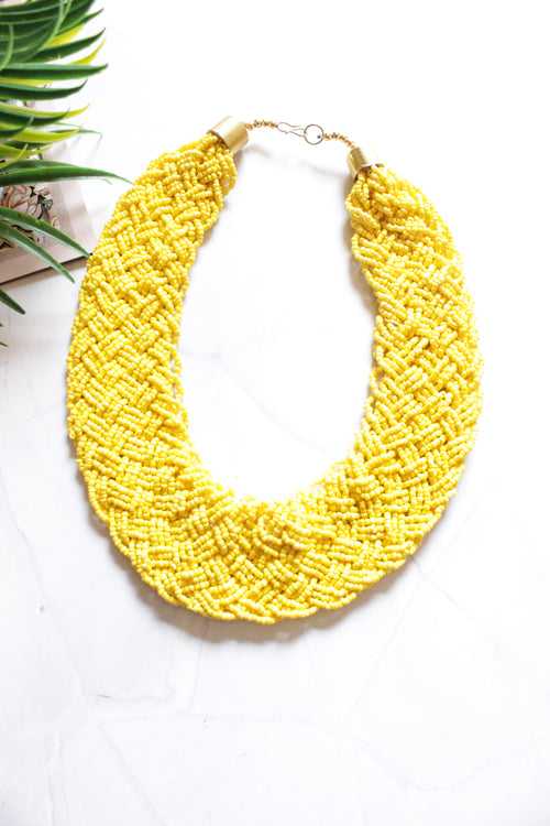 Sun Yellow Beaded Handmade Necklace