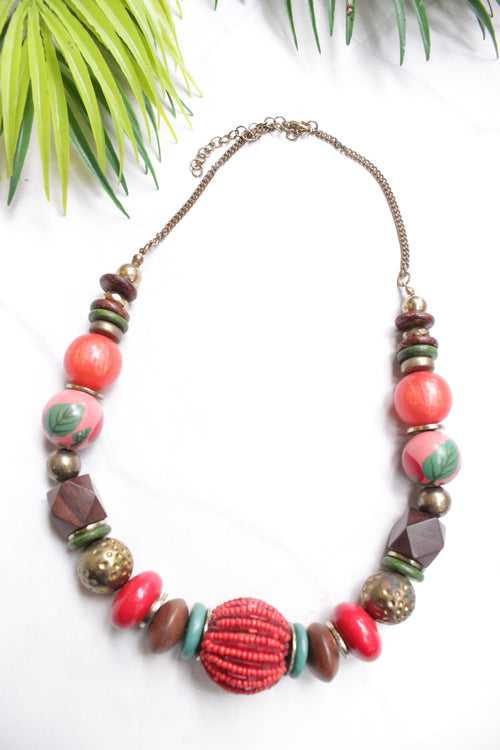 Hand Painted Wooden Beads Necklace