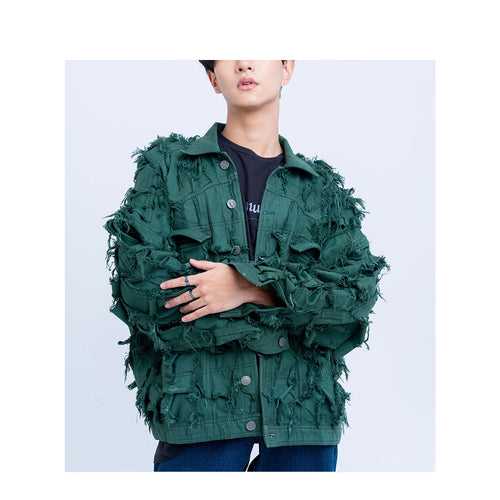 Handcrafted 1000 Panel Distressed Jacket (Green)