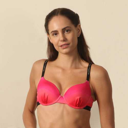 Padded Wired Medium Coverage Printed Push Up Look Detachable Back Straps Bra FB-554