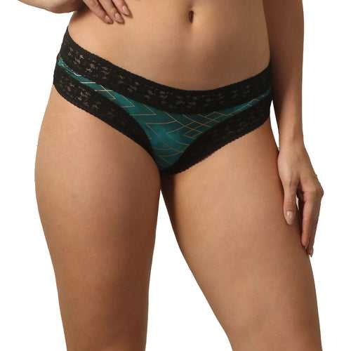 Mid Rise Lace Back Printed Cheekini Panty- FP-1556