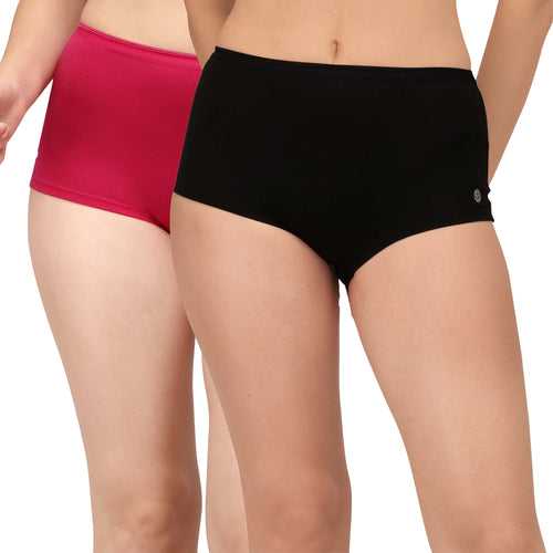 High Rise Full Coverage Cotton Spandex Boyshorts (Pack of 2)