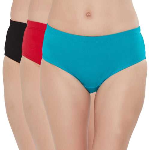 High Rise Full Coverage Solid Colour Cotton Stretch Hipster Panty (Pack of 3)-3FCB-15 (A)