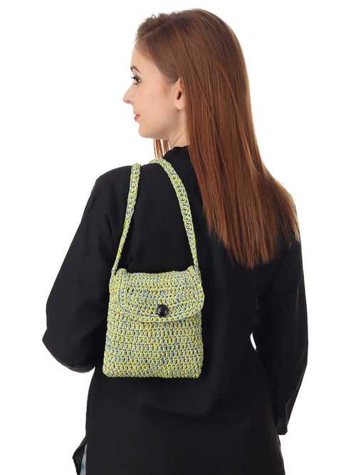Canary Blue Crochet Sling Bag
