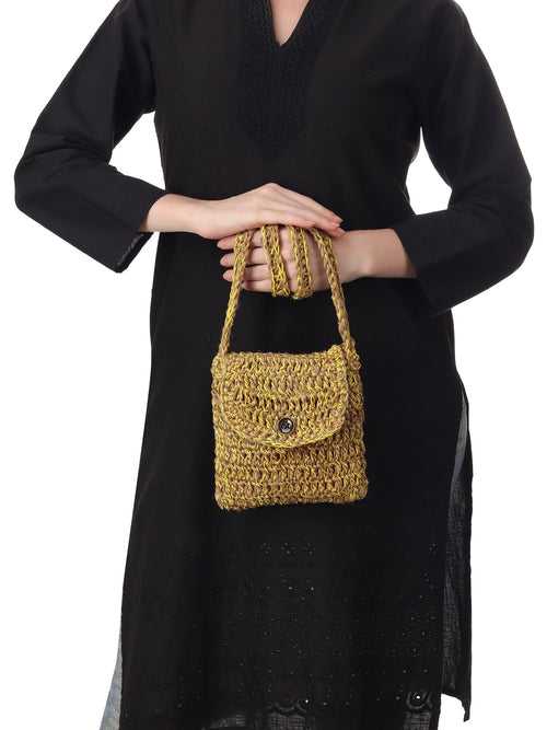 Jute Yellow Crochet Sling Bag