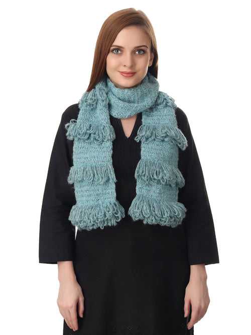 Sophisticated Azure Frilled Scarf