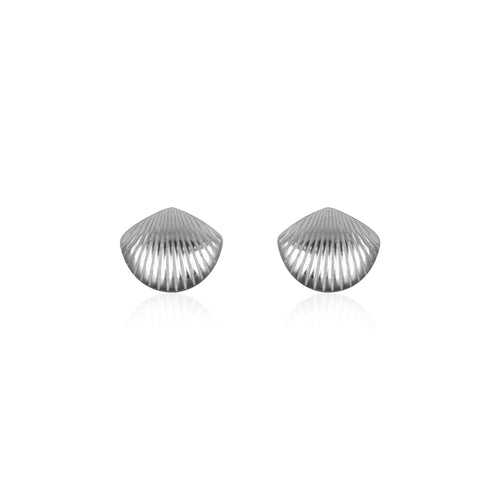 Oxidised Silver Bold Seashell Studs