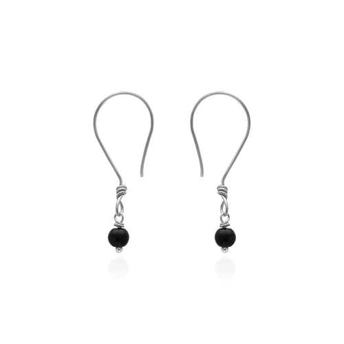 Oxidised Silver MIinimal Bead Earrings