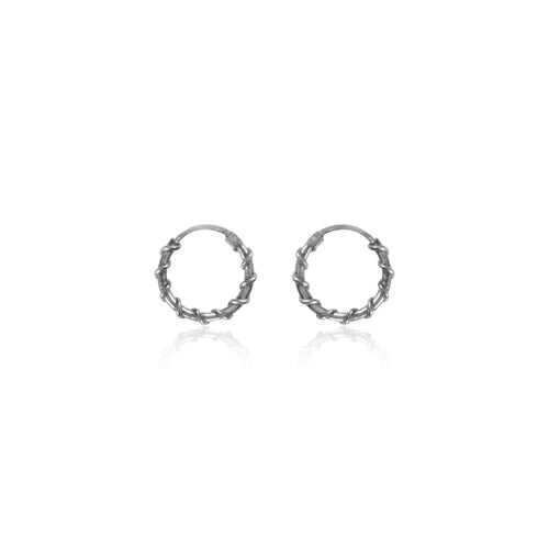 Oxidized Silver Mini Tribal Hoops