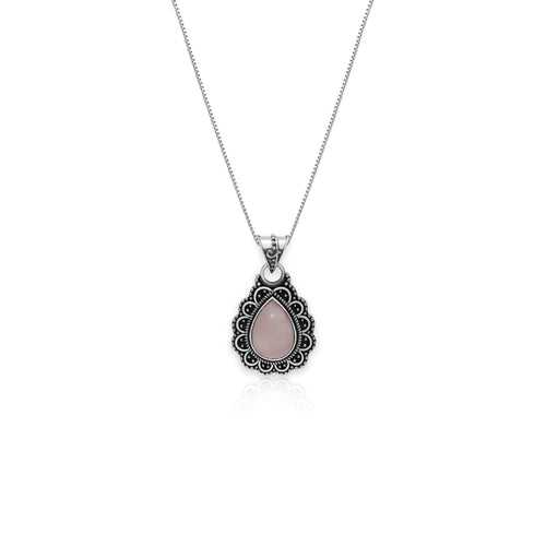 Oxidised Pink Grace Pendant with Box Chain