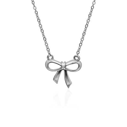 Oxidised Silver Bow Necklace