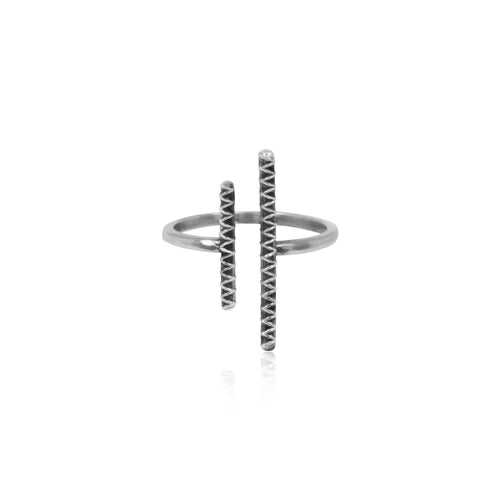 Oxidised Silver Parallel Bar Ring