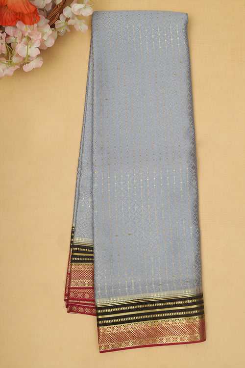 Silver grey Mysore silk saree