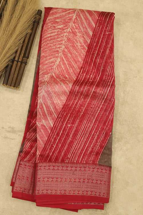 Pink Chanderi Raw Silk Saree