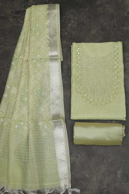 Pista green kora suit material