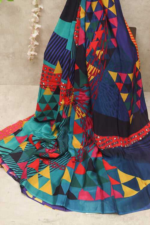 Multi colour crepe saree