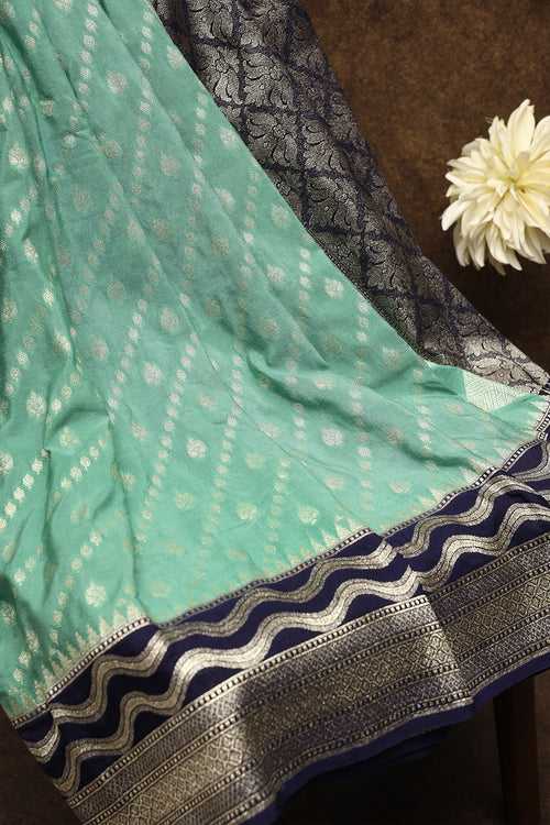 Tiffany teal blue Banaras saree