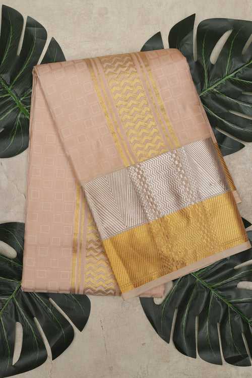 Biscuit color pure silk dhoti