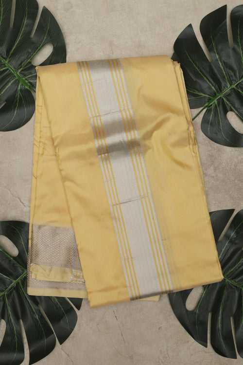 Yellow pure silk dhoti