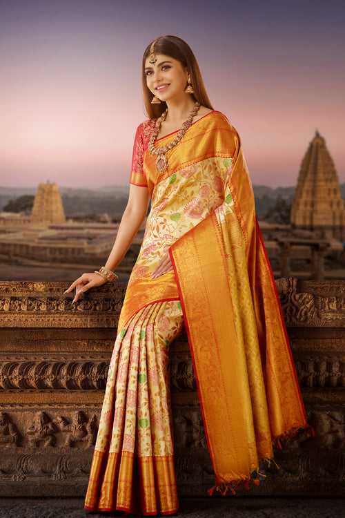 Golden tissue kanjivaram silk saree