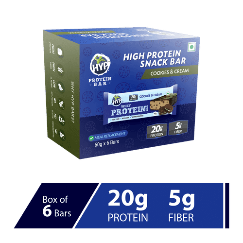 HYP Whey Protein Bar Pack of 6 (60g x 6) - Cookies and Cream (Clearance Sale)