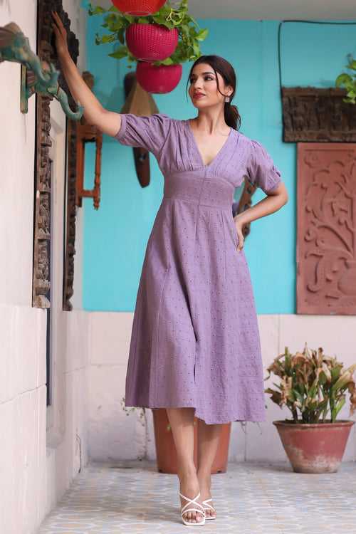 Sassy Lilac Cotton Dress