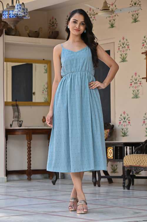 Startling Blue Cotton Dress